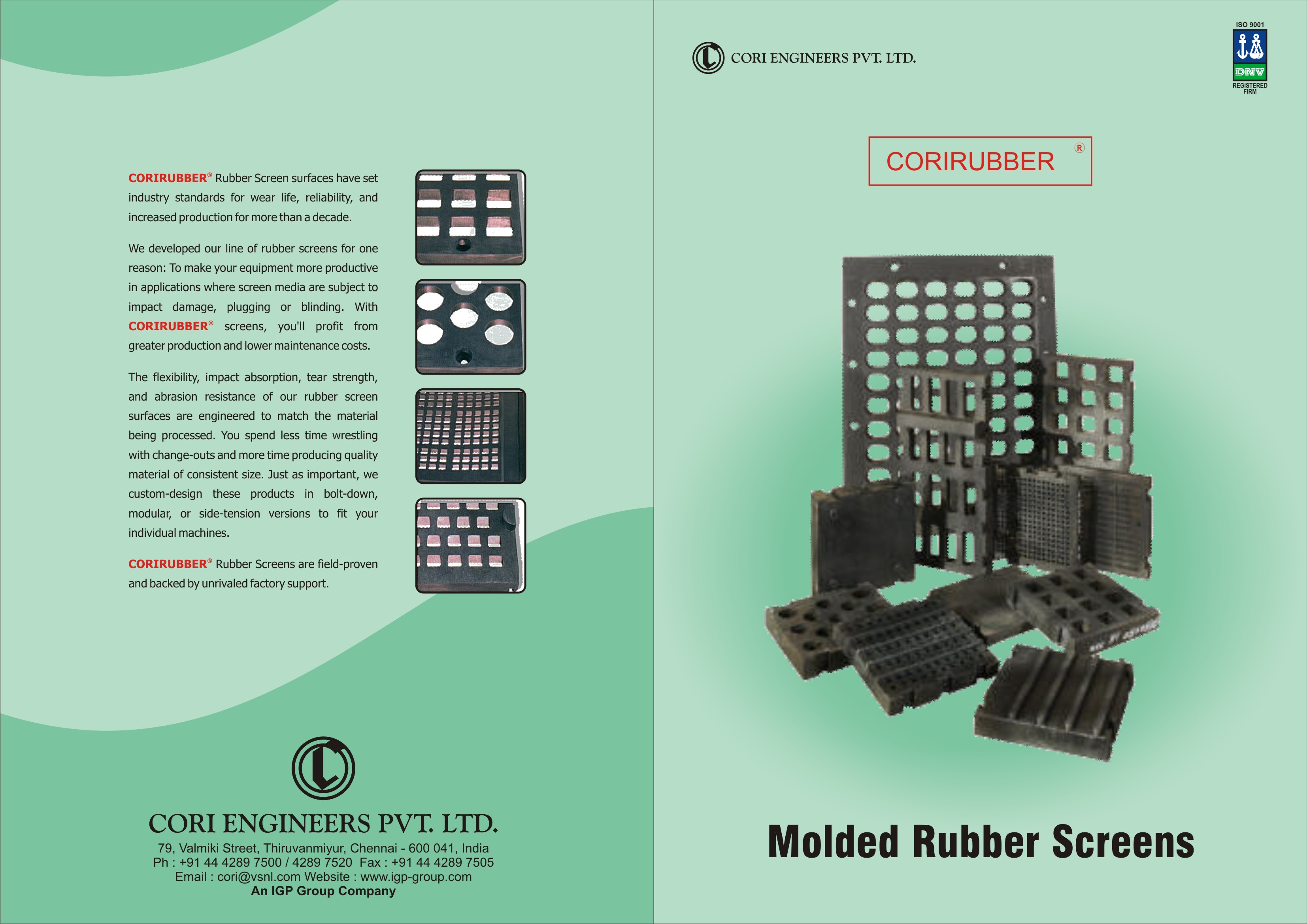 Rubber screen for mineral seggregation